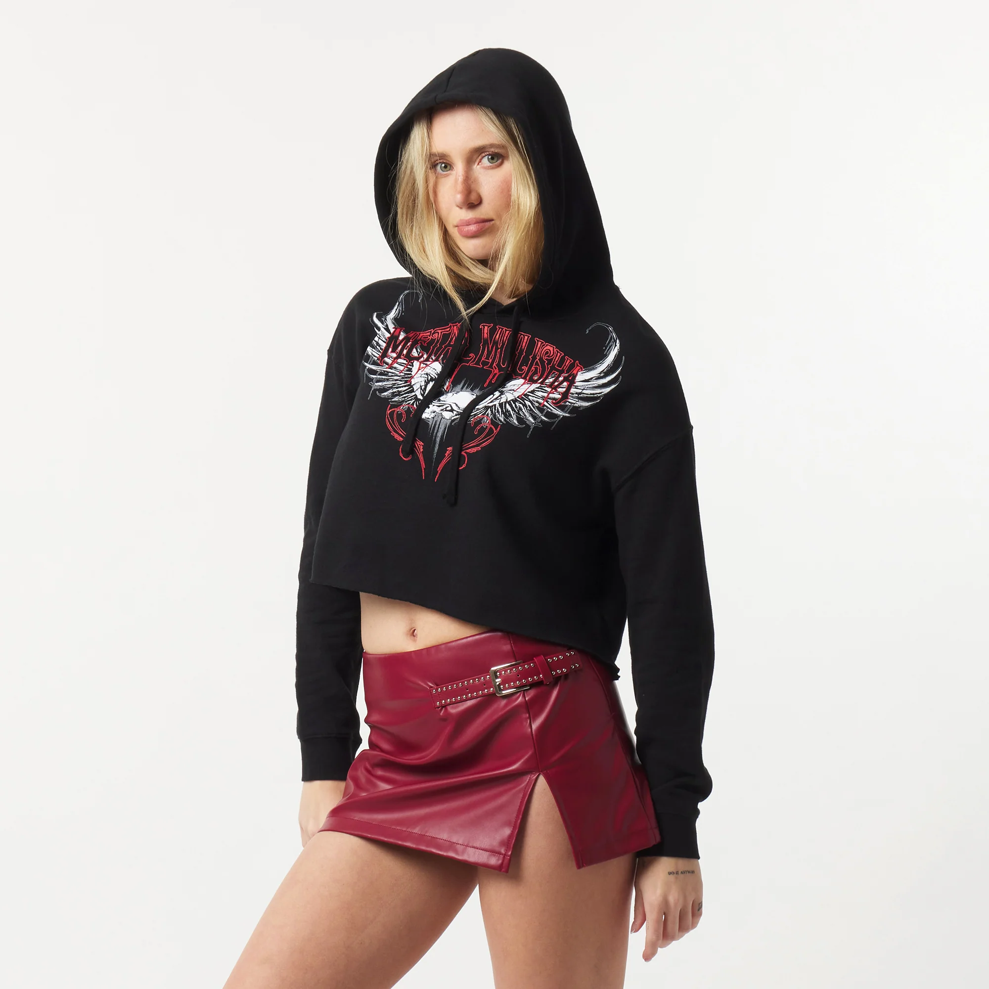 BAD TO THE BONE CROPPED HOODIE - Image 4